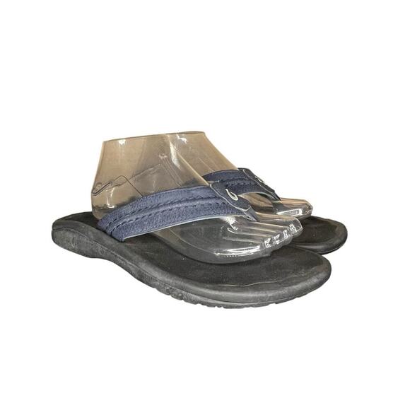 ***SOLD*** Mens Olukai Slip On Thong Sandals Size 8.5 Blue Black - Picture 3 of 5